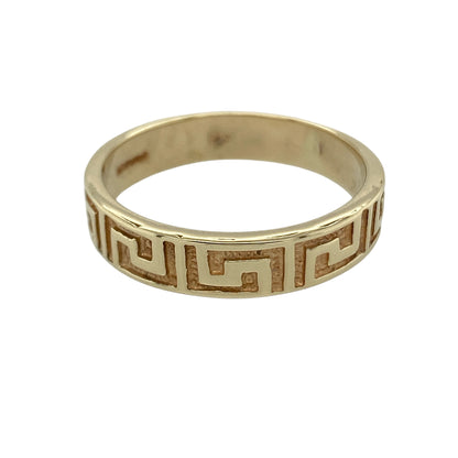 9ct Gold Greek Key Patterned Band Ring