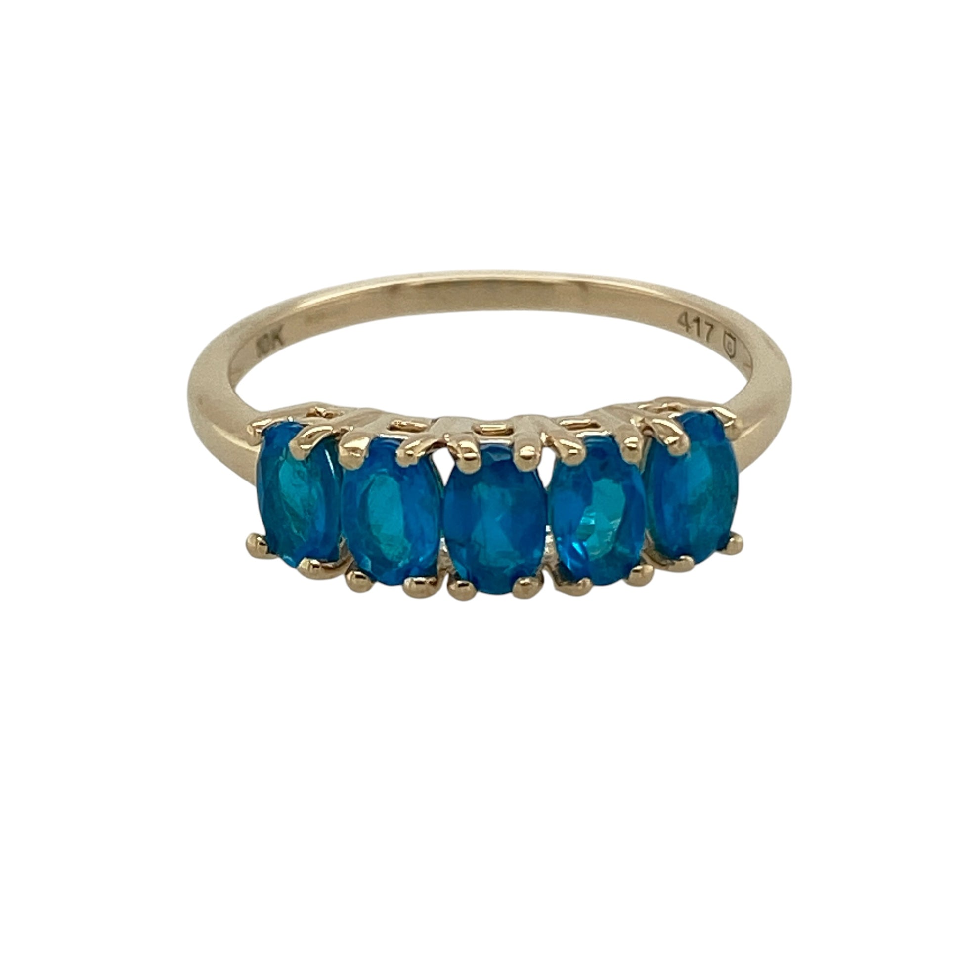 9ct Gold & Blue Stone Set Band Ring