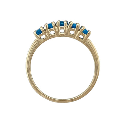 9ct Gold & Blue Stone Set Band Ring