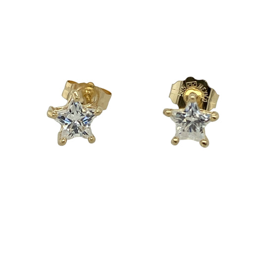 Bring playful sparkle and charming style to your collection with these pre-owned 9ct yellow gold cubic zirconia star stud earrings, featuring a fun design with eye-catching brilliance—perfect for everyday wear or a thoughtful gift.

Design: The earrings feature a star-shaped design set with cubic zirconia stones measuring approximately 5.5mm, creating a bright and cheerful look with a touch of sparkle.