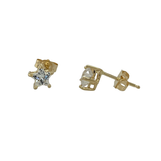14ct Gold & Cubic Zirconia Star Stud Earrings