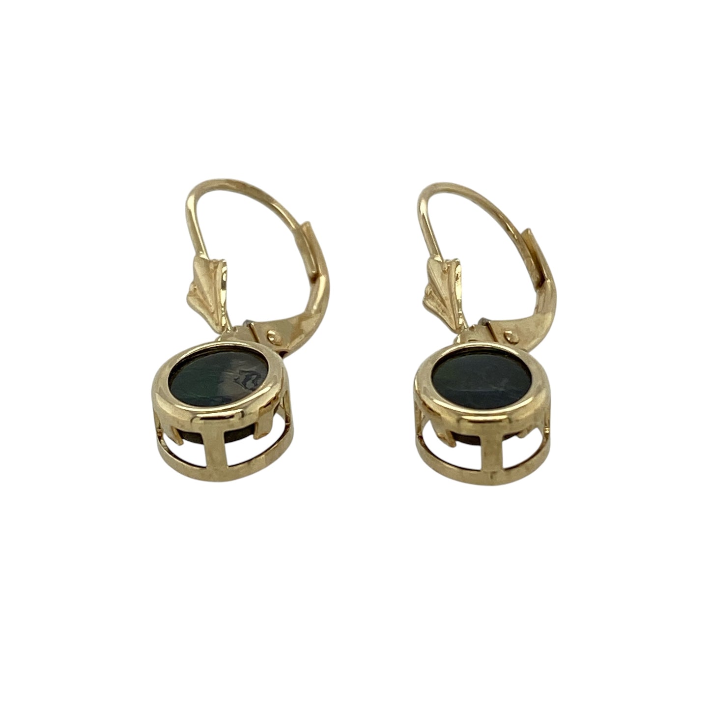 Bring vibrant iridescence and elegant movement to your collection with these pre-owned 14ct yellow gold ammolite oval drop earrings, featuring striking natural colour and timeless appeal—perfect for both everyday wear and special occasions.

Design: The earrings feature oval ammolite stones measuring approximately 7mm by 5mm, displayed in a classic drop style that allows their natural play of colour to catch the light beautifully.