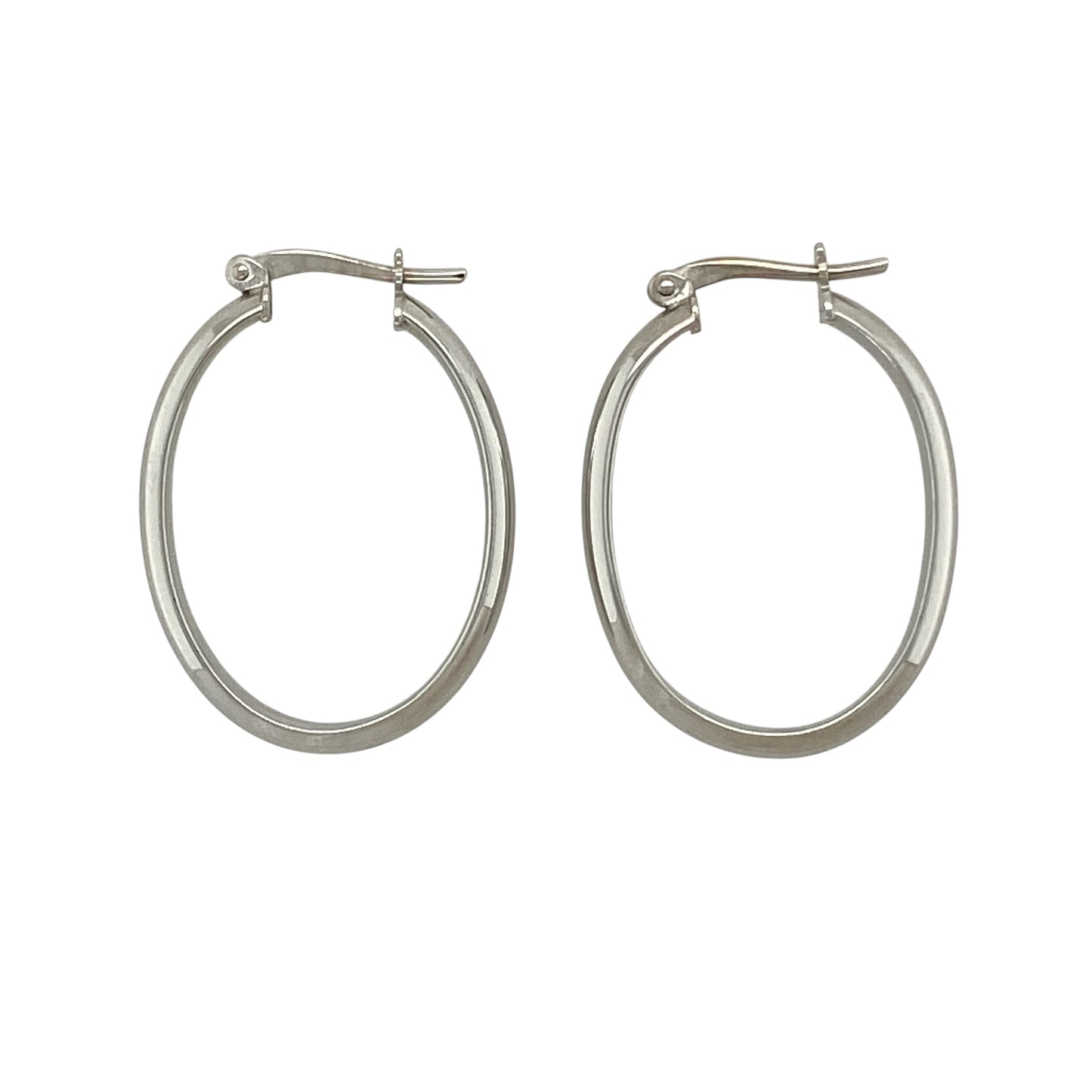 9ct White Gold Oval Creole Earrings