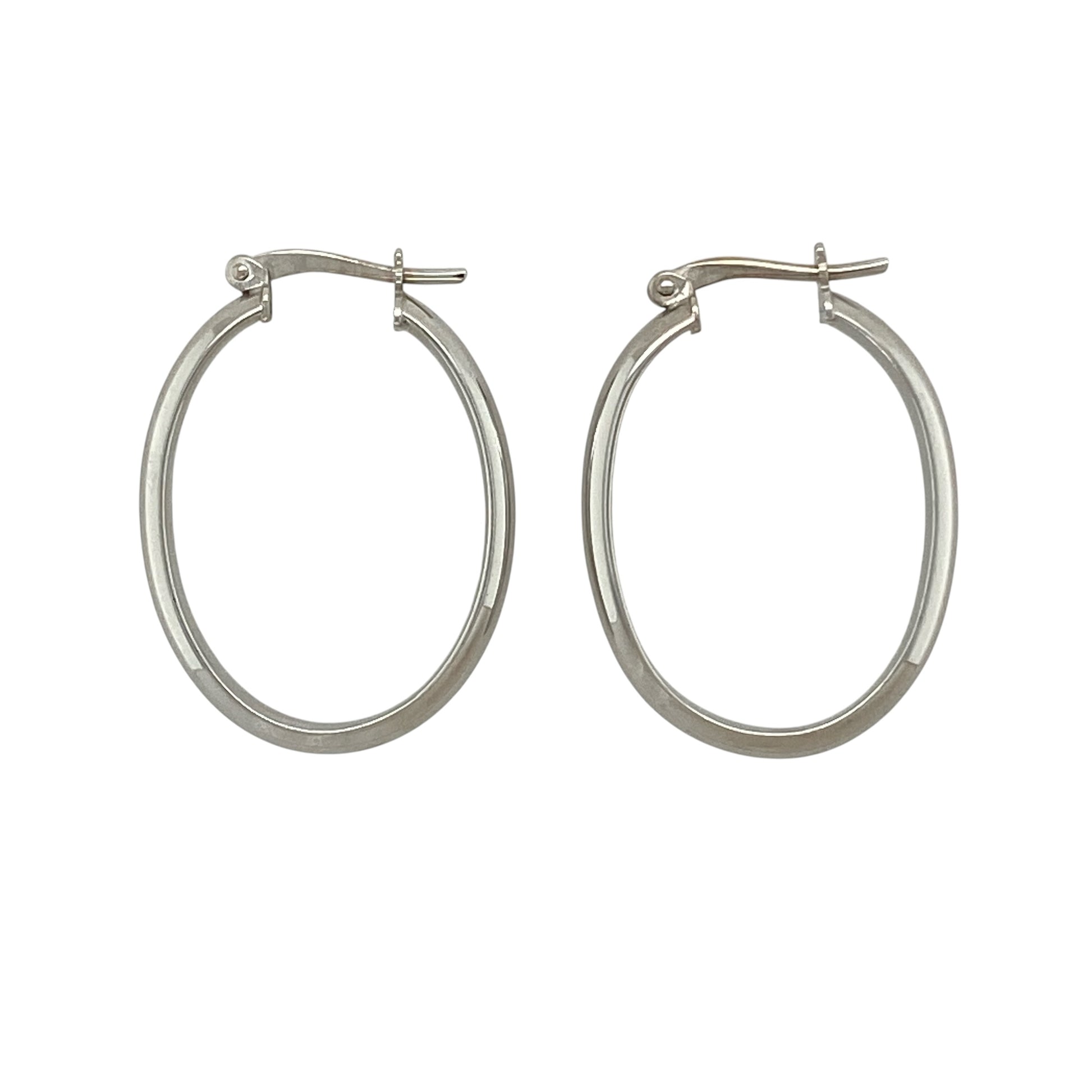 9ct White Gold Oval Creole Earrings