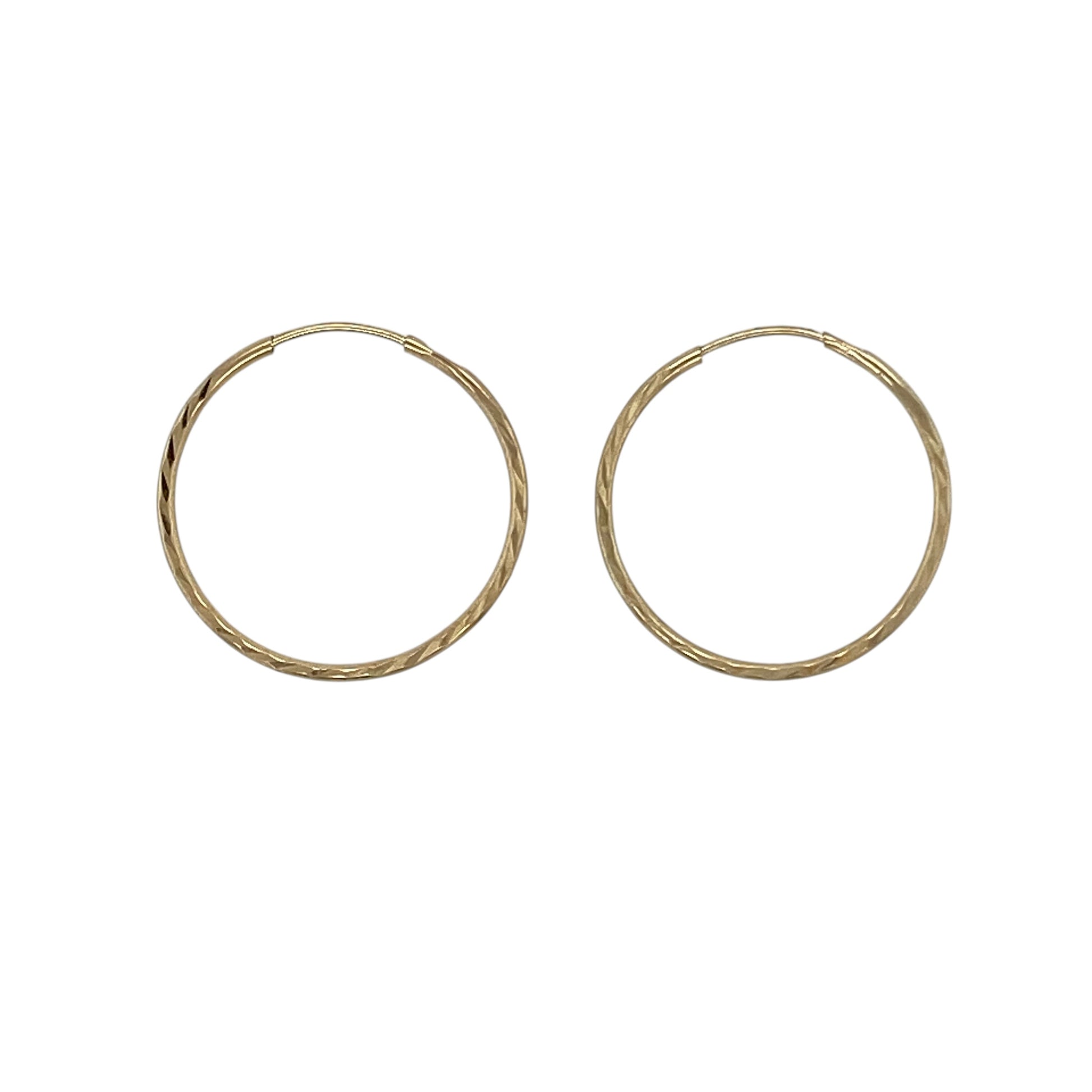 9ct Gold Patterned Sleeper Hoop Earrings