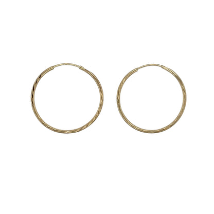 9ct Gold Patterned Sleeper Hoop Earrings