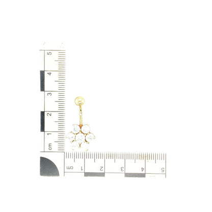 9ct Gold & Cubic Zirconia Set Flower Belly Bar
