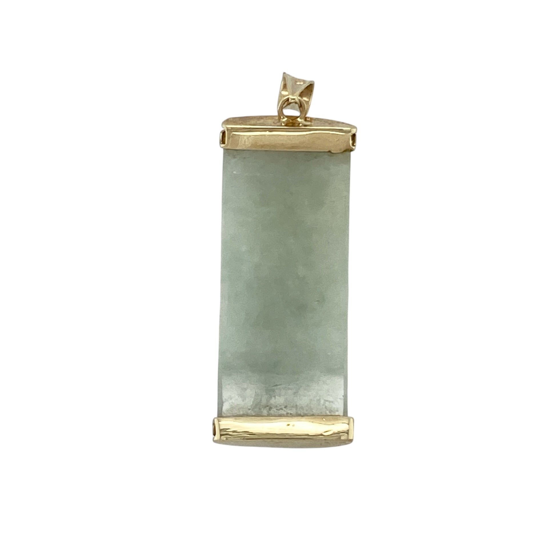 Bring elegant heritage style and natural beauty to your collection with this pre-owned 9ct yellow gold jade curved bar pendant, featuring an oriental-inspired design with timeless appeal—perfect for everyday wear or a meaningful gift.

Design: The pendant features a gently curved bar of jade, showcasing smooth lines and a classic oriental style that highlights the natural beauty of the stone.