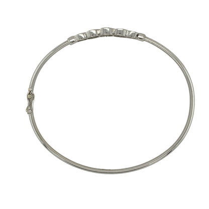 9ct White Gold & Cubic Zirconia Rubover Set Bubble Style Bangle