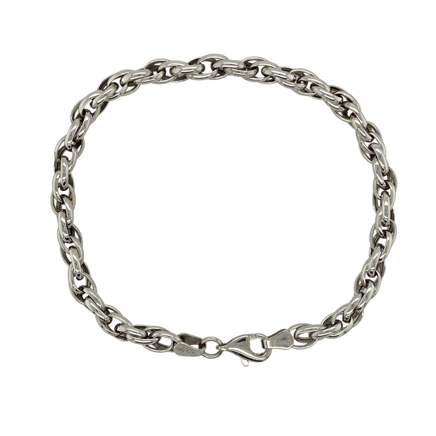 9ct White Gold 7" Prince of Wales Bracelet