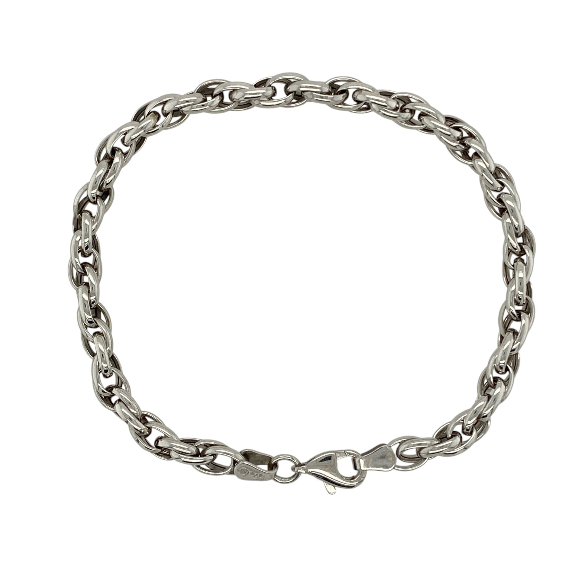 9ct White Gold 7" Prince of Wales Bracelet