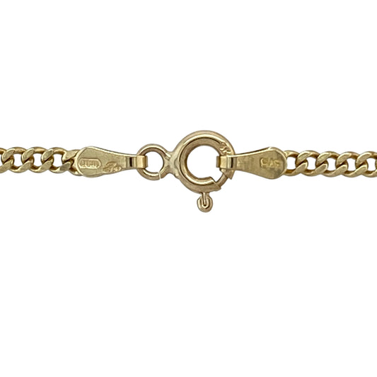 Bring classic style and everyday versatility to your collection with this pre-owned 9ct yellow gold curb chain, featuring a timeless design with a refined profile—perfect for wearing alone or pairing with a pendant.

Design: The chain features a traditional curb link pattern with a width of approximately 2mm, offering a smooth and balanced look that sits comfortably against the neckline.