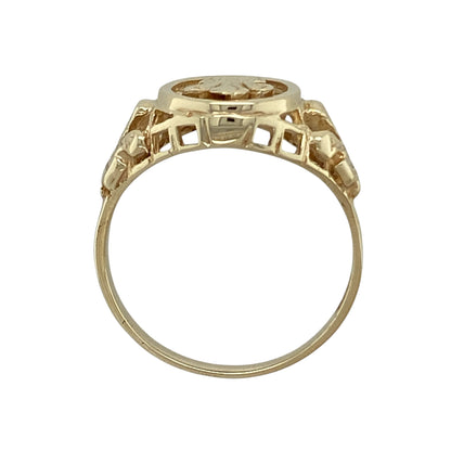 9ct Gold Welsh Three Feathers Oval Signet Ring
