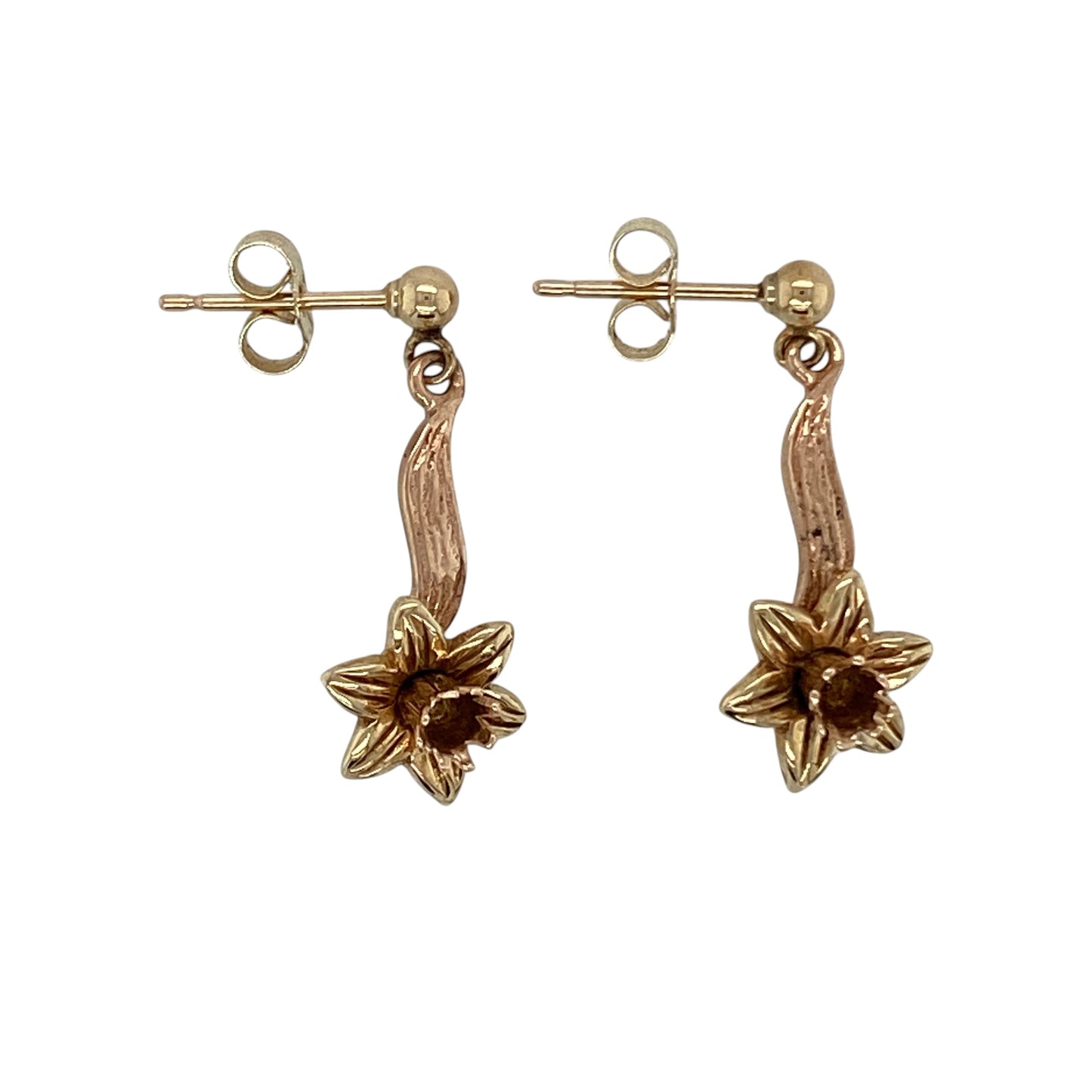 9ct Welsh Gold Daffodil Drop Earrings