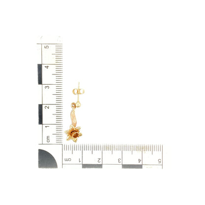 9ct Welsh Gold Daffodil Drop Earrings