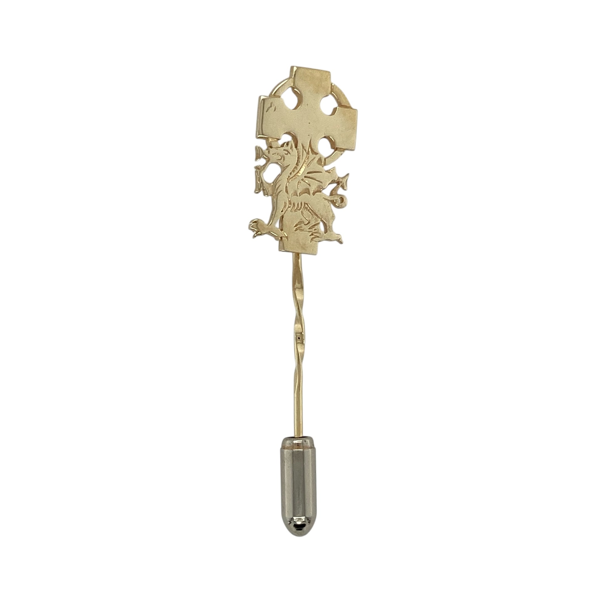 9ct Gold Welsh Dragon Celtic Cross Tie Pin