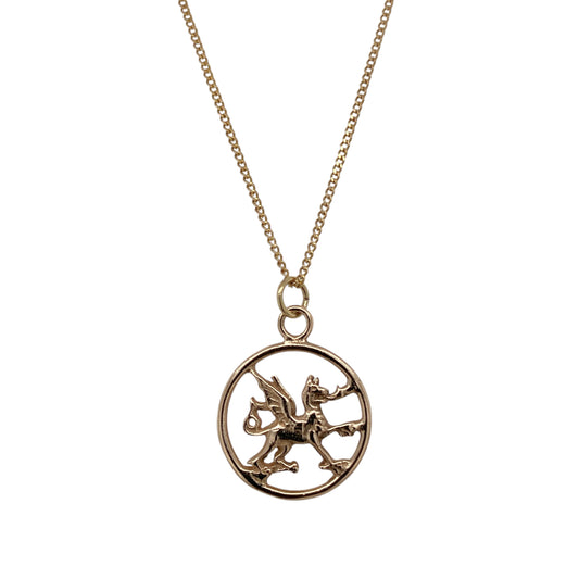 9ct Gold Welsh Dragon 18" Necklace