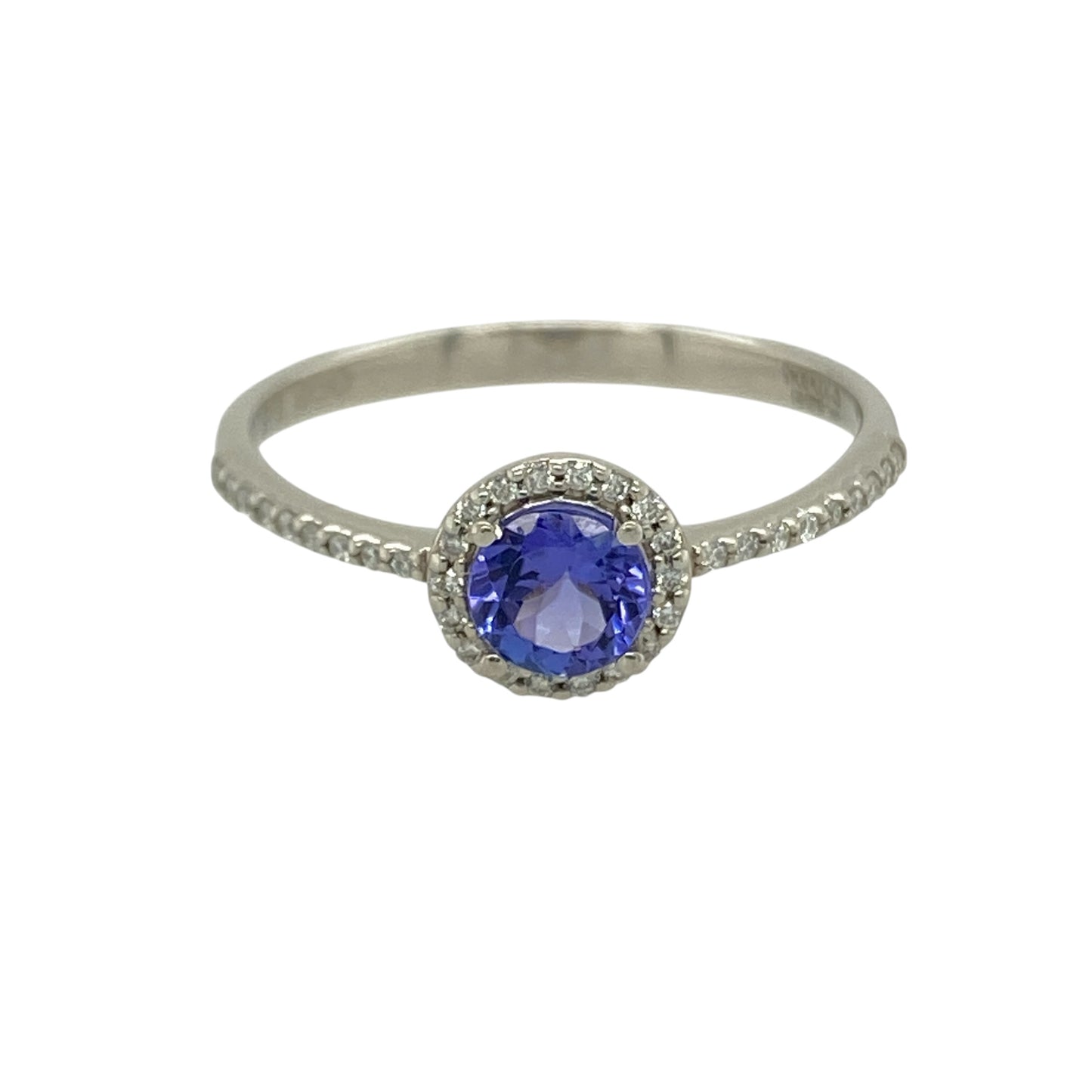 Platinum Diamond & Tanzanite Set Halo Ring
