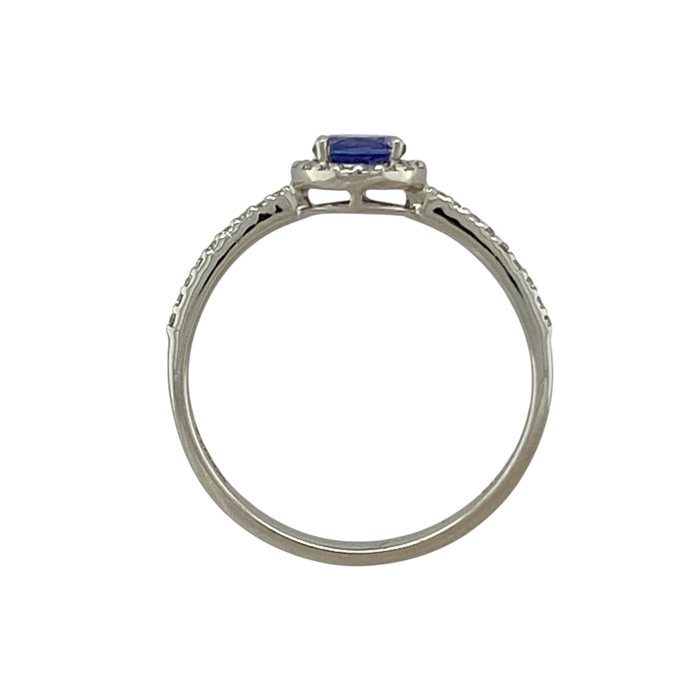 Platinum Diamond & Tanzanite Set Halo Ring
