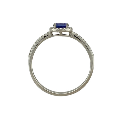 Platinum Diamond & Tanzanite Set Halo Ring