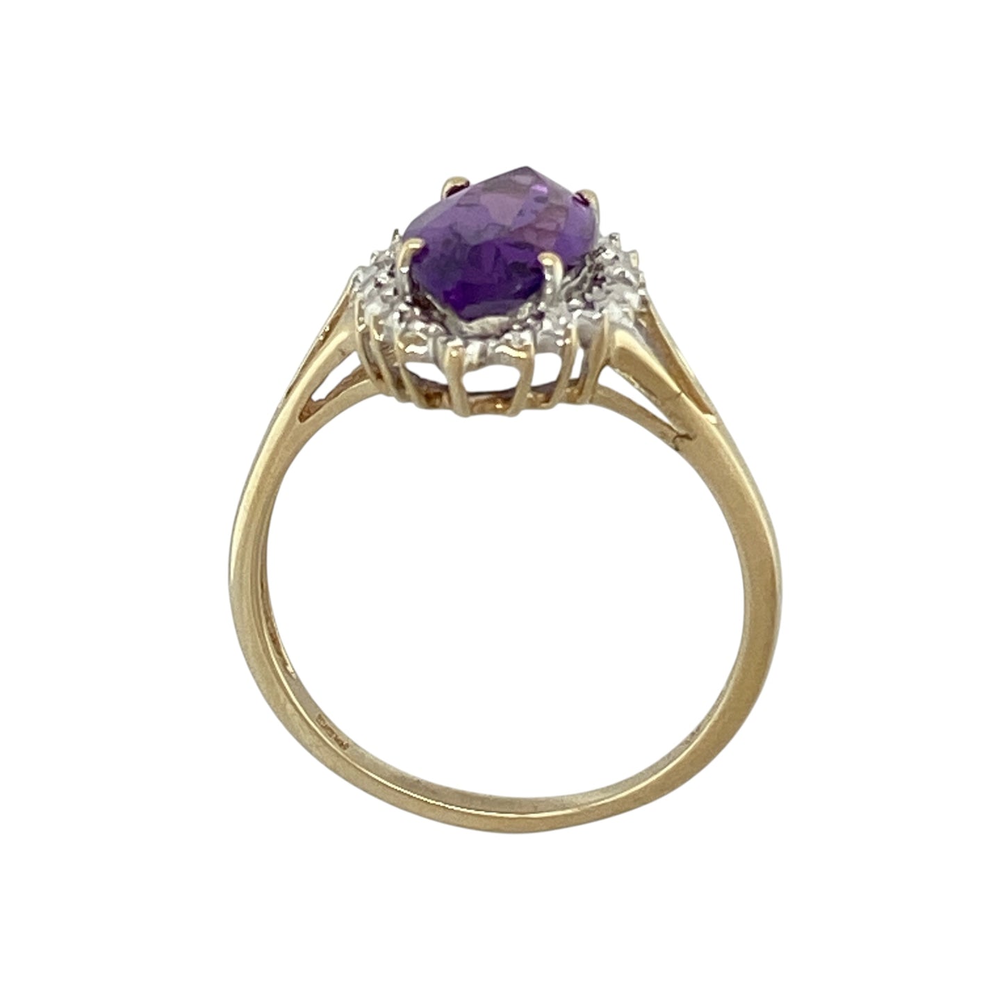 9ct Gold Diamond & Amethyst Set Cluster Ring
