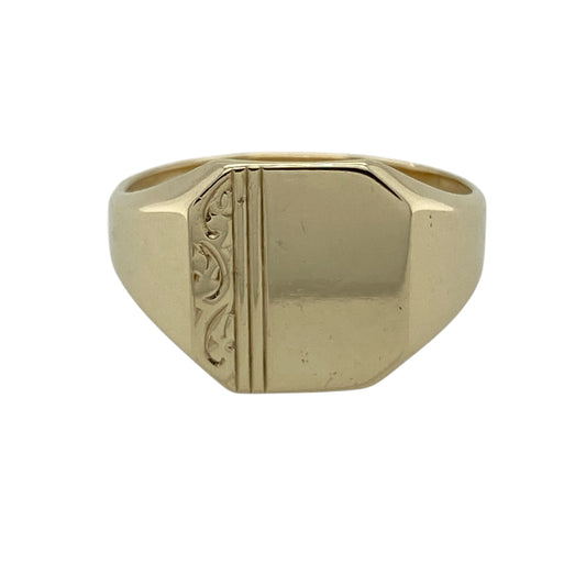 9ct Gold Patterned Signet Ring