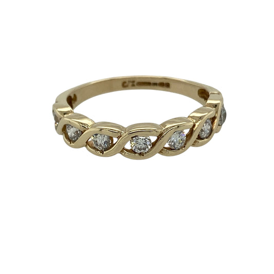 9ct Gold & Cubic Zirconia Set Twist Band Ring