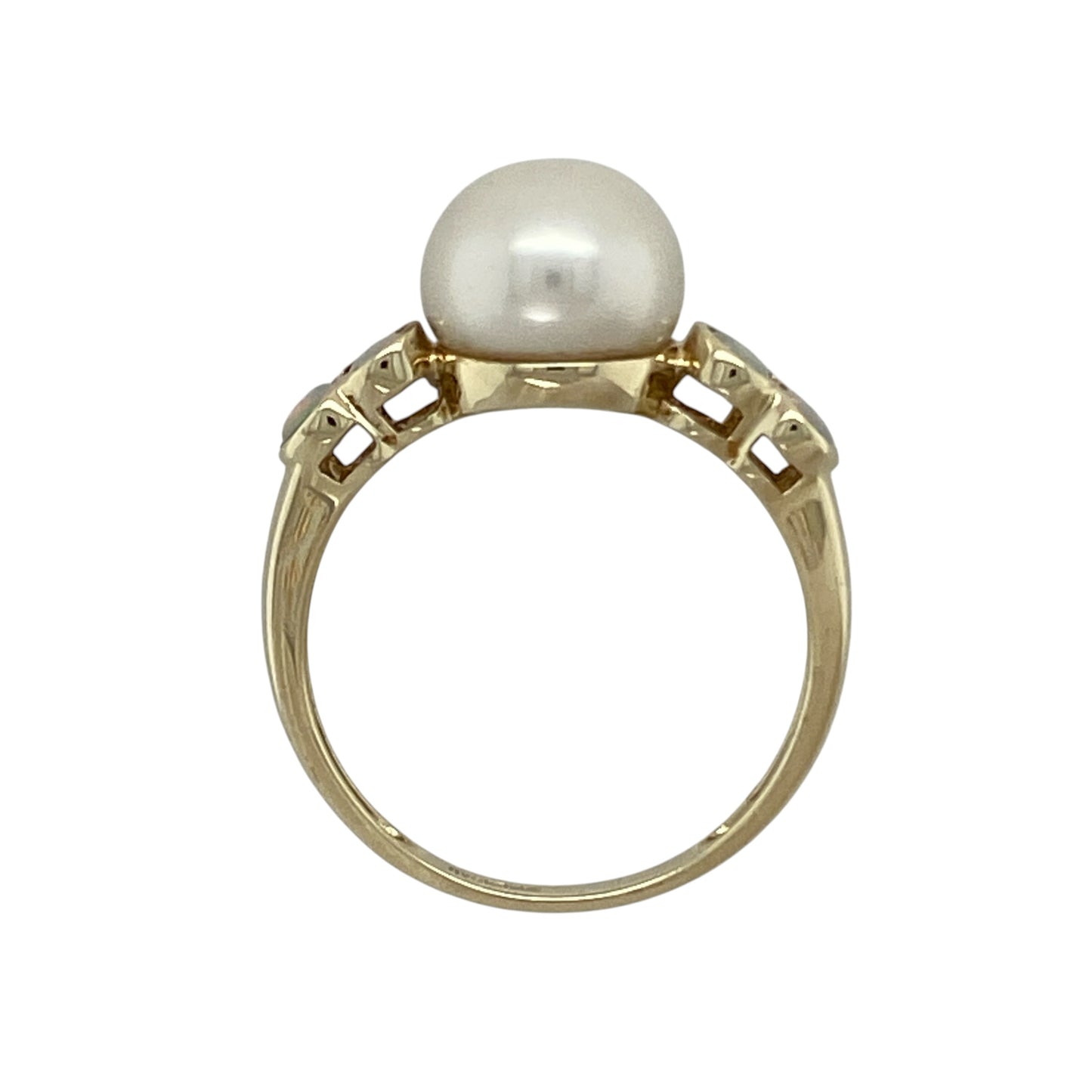 9ct Gold Pearl & Opalique Set Ring