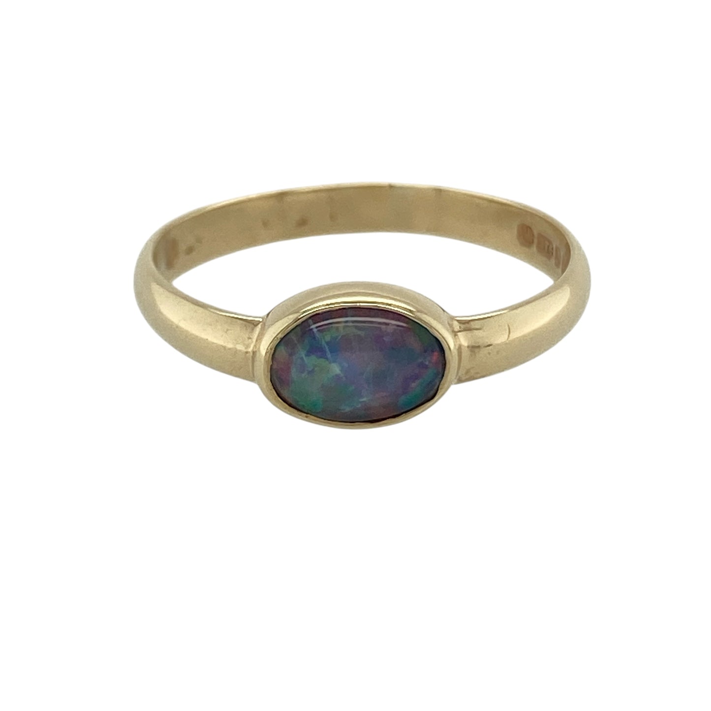 9ct Gold & Opalique Oval Solitaire Ring