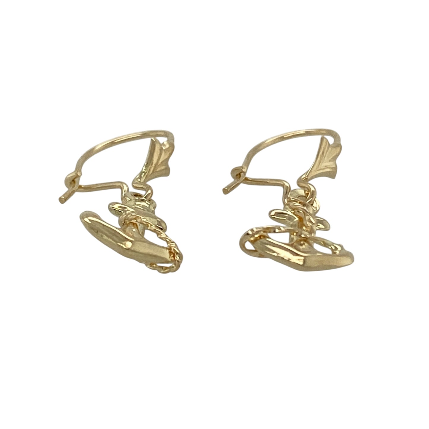 Bring nautical charm and playful style to your collection with these pre-owned 9ct yellow gold anchor drop earrings, featuring a symbolic design with timeless appeal—perfect for everyday wear or a thoughtful gift.

Design: The earrings feature an anchor-shaped drop design, creating a distinctive and eye-catching look with gentle movement.
Material: Made from 9-carat yellow gold, the polished finish enhances the clean lines of the anchors while providing a warm and classic appearance.