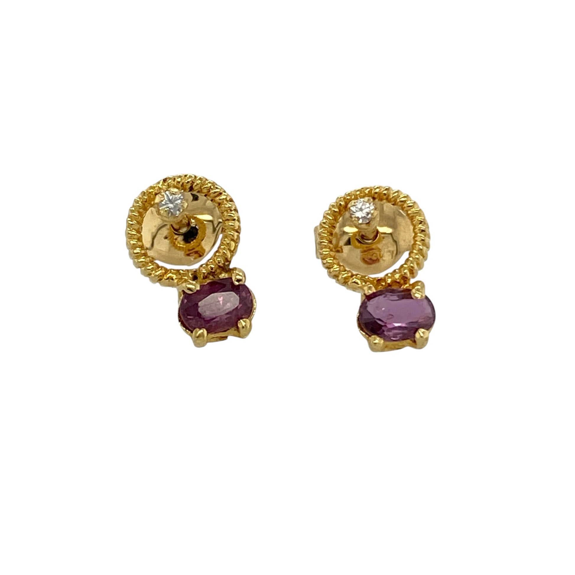 Bring elegant colour and subtle sparkle to your collection with these pre-owned 18ct yellow gold tourmaline and cubic zirconia stud earrings, featuring a refined design with timeless appeal—perfect for everyday wear or special occasions.

Design: The earrings feature oval tourmaline stones measuring approximately 4mm by 3mm, complemented by sparkling cubic zirconia accents that enhance their natural beauty and create a balanced look.
