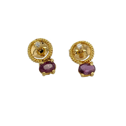 Bring elegant colour and subtle sparkle to your collection with these pre-owned 18ct yellow gold tourmaline and cubic zirconia stud earrings, featuring a refined design with timeless appeal—perfect for everyday wear or special occasions.

Design: The earrings feature oval tourmaline stones measuring approximately 4mm by 3mm, complemented by sparkling cubic zirconia accents that enhance their natural beauty and create a balanced look.