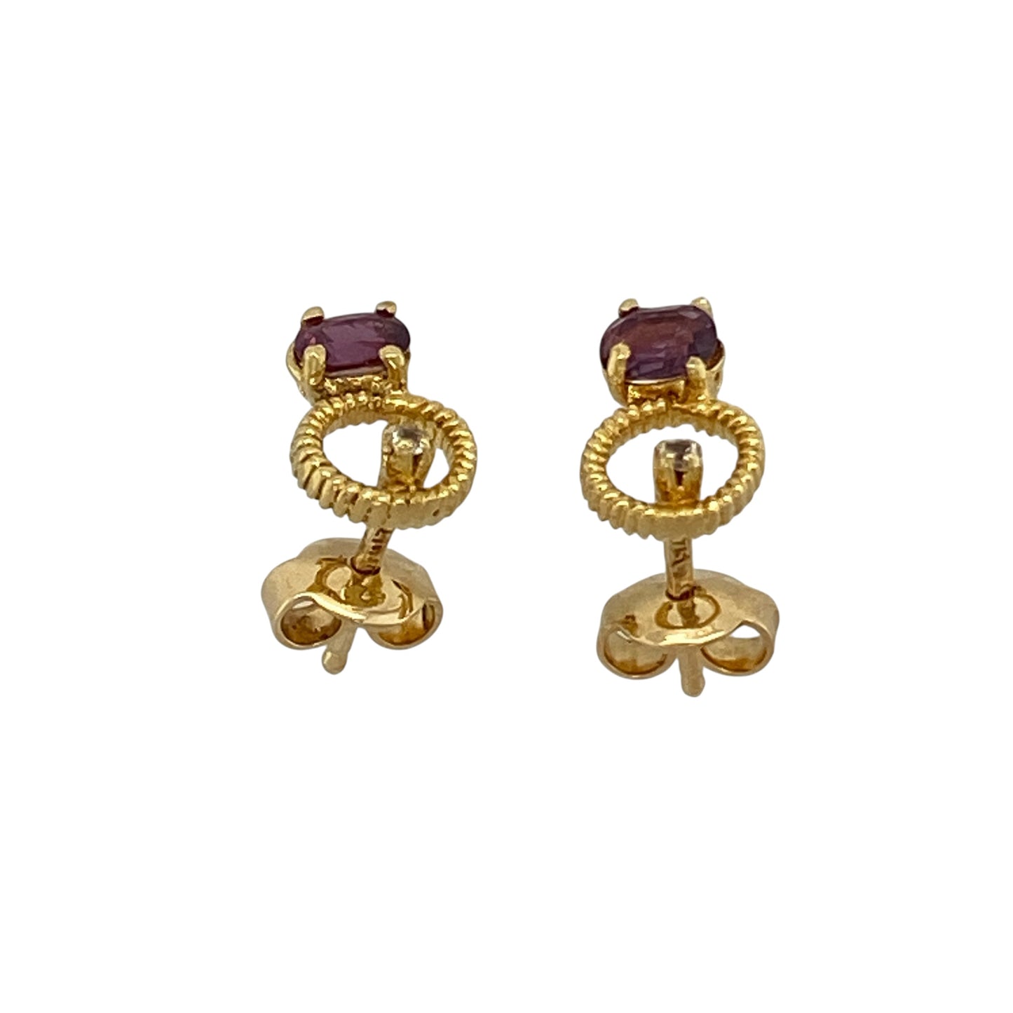 18ct Gold Tourmaline & Cubic Zirconia Set Stud Earrings