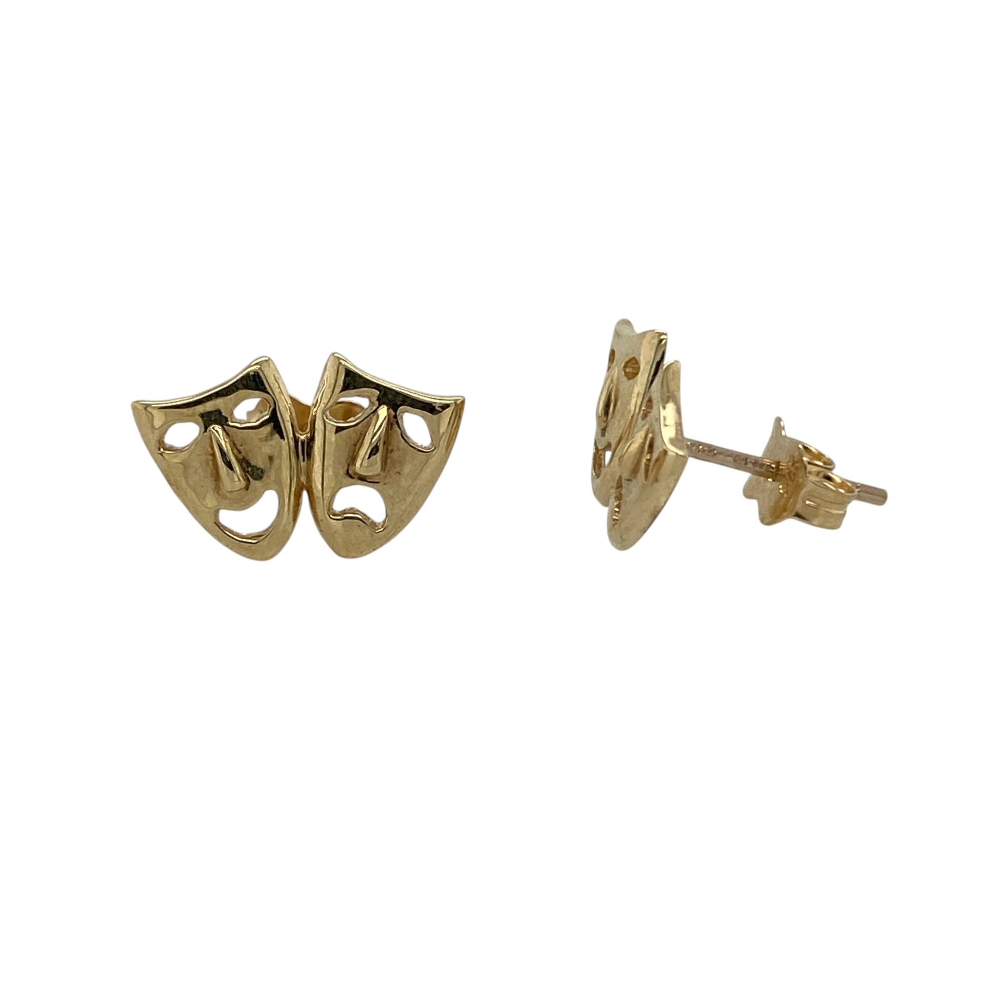 9ct Gold Comedy and Tragedy Theatre Masks Stud Earrings