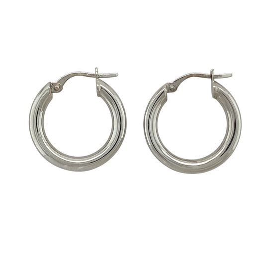 9ct White Gold Hoop Creole Earrings