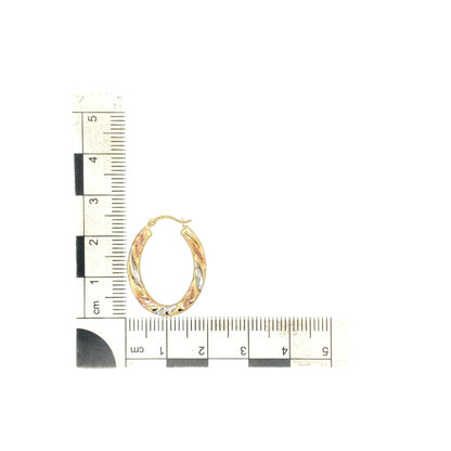 9ct Gold Twisted Oval Creole Earrings