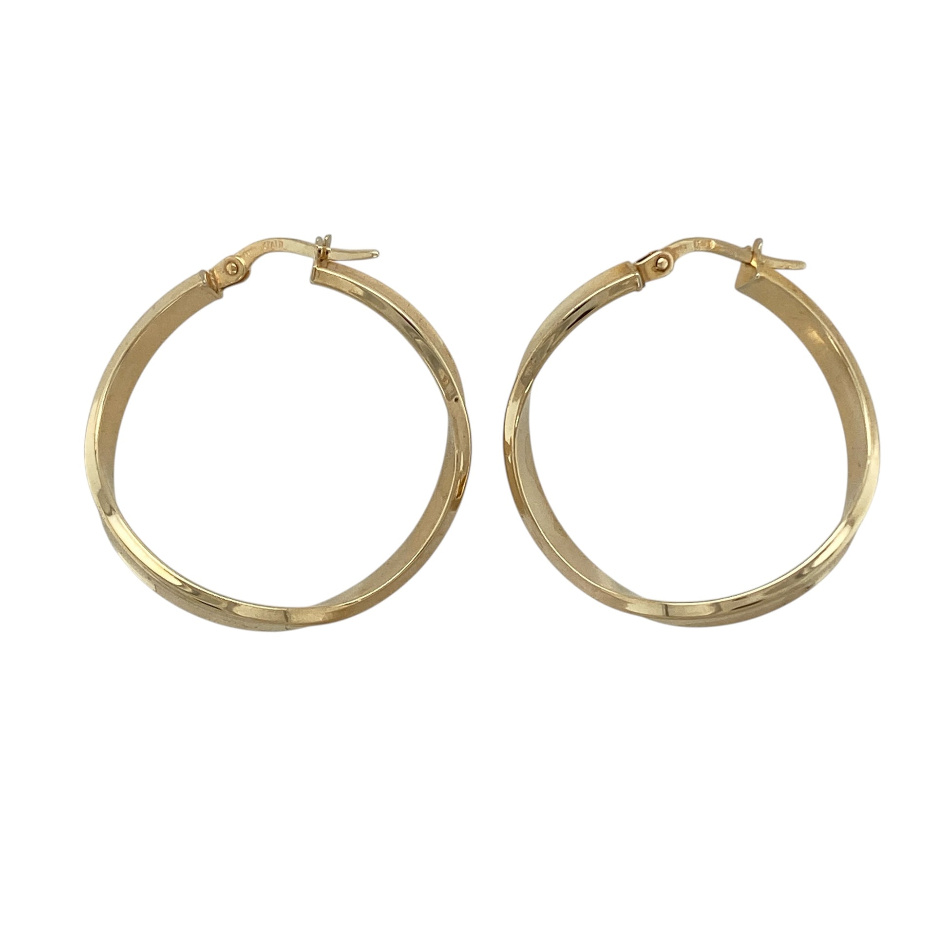 9ct Gold Wave Hoop Creole Earrings
