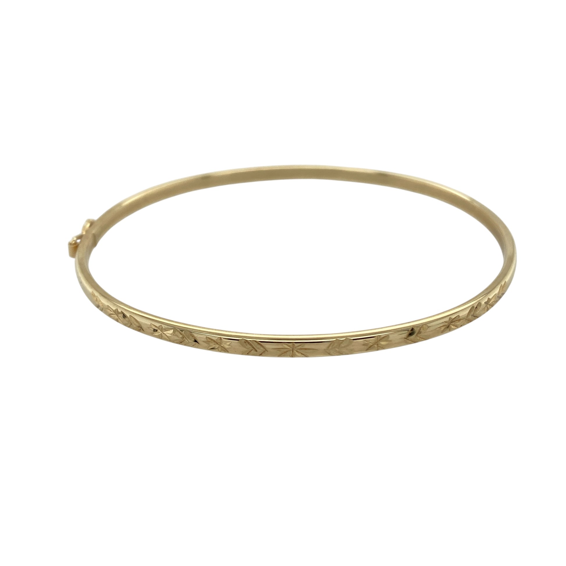 9ct Gold Patterned Hinged Bangle
