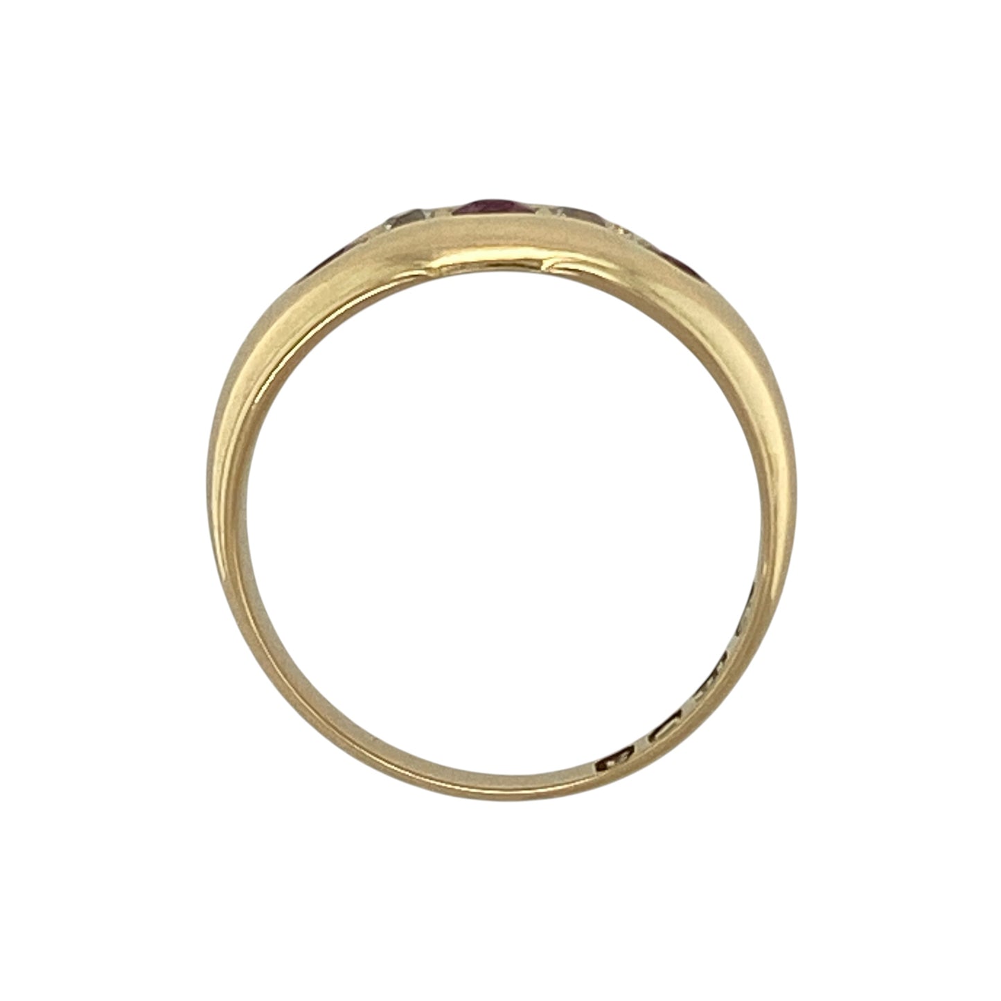 18ct Gold Diamond & Ruby Vintage Style Band Ring