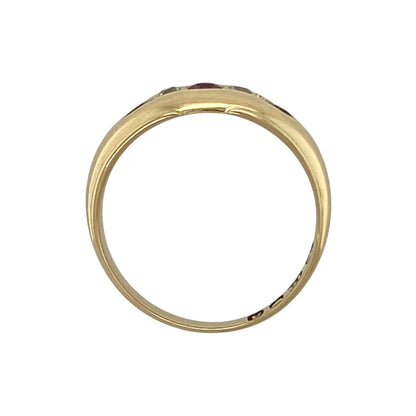 18ct Gold Diamond & Ruby Vintage Style Band Ring