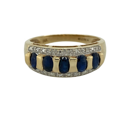 9ct Gold Diamond & Sapphire Set Band Ring