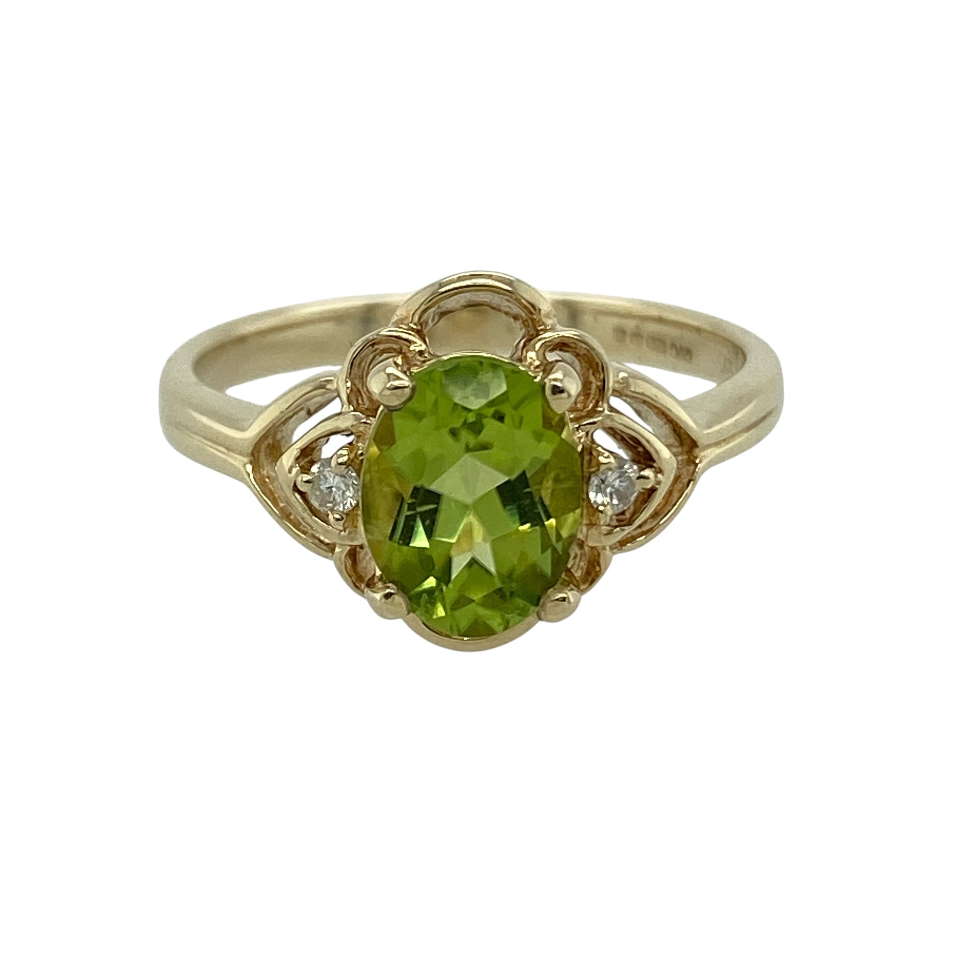 9ct Gold Diamond & Peridot Set Ring