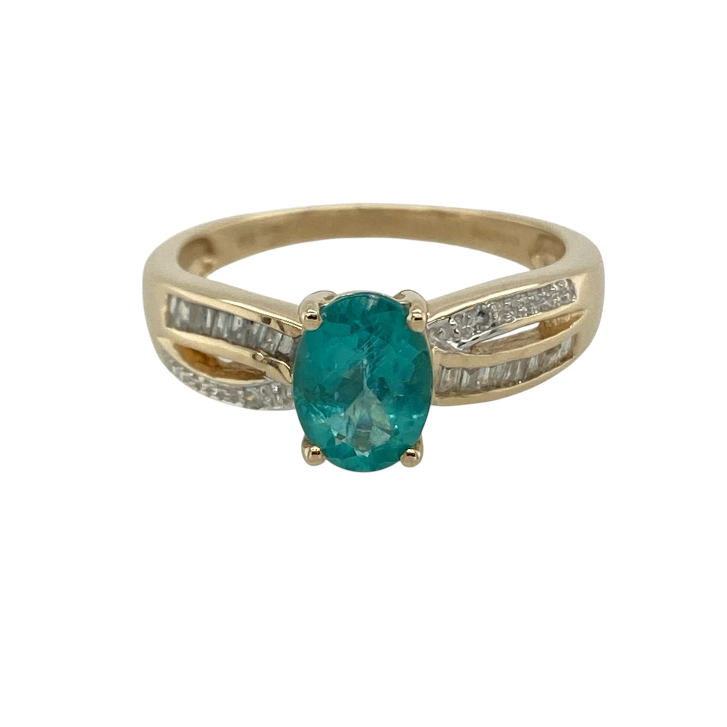 9ct Gold Diamond & Blue Stone Ring