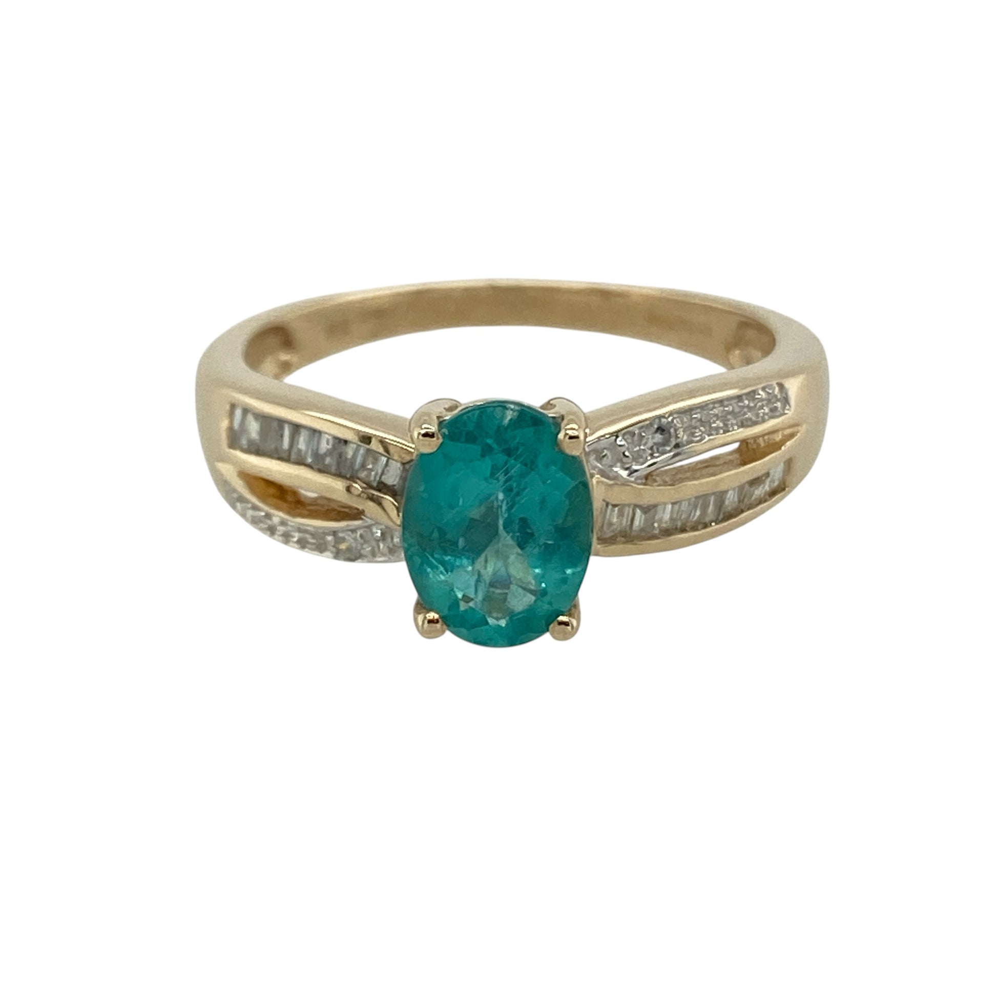 9ct Gold Diamond & Blue Stone Ring