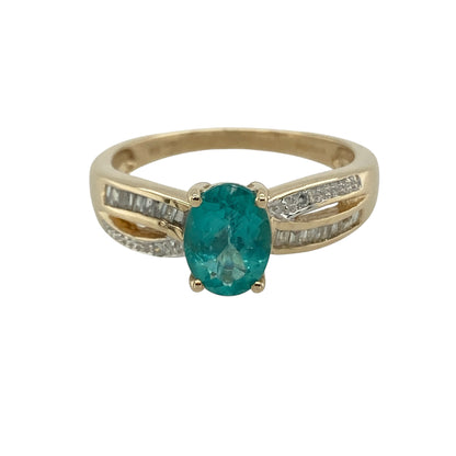 9ct Gold Diamond & Blue Stone Ring