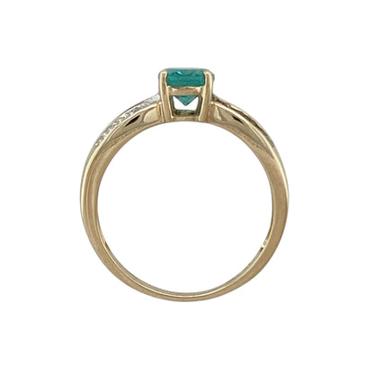 9ct Gold Diamond & Blue Stone Ring