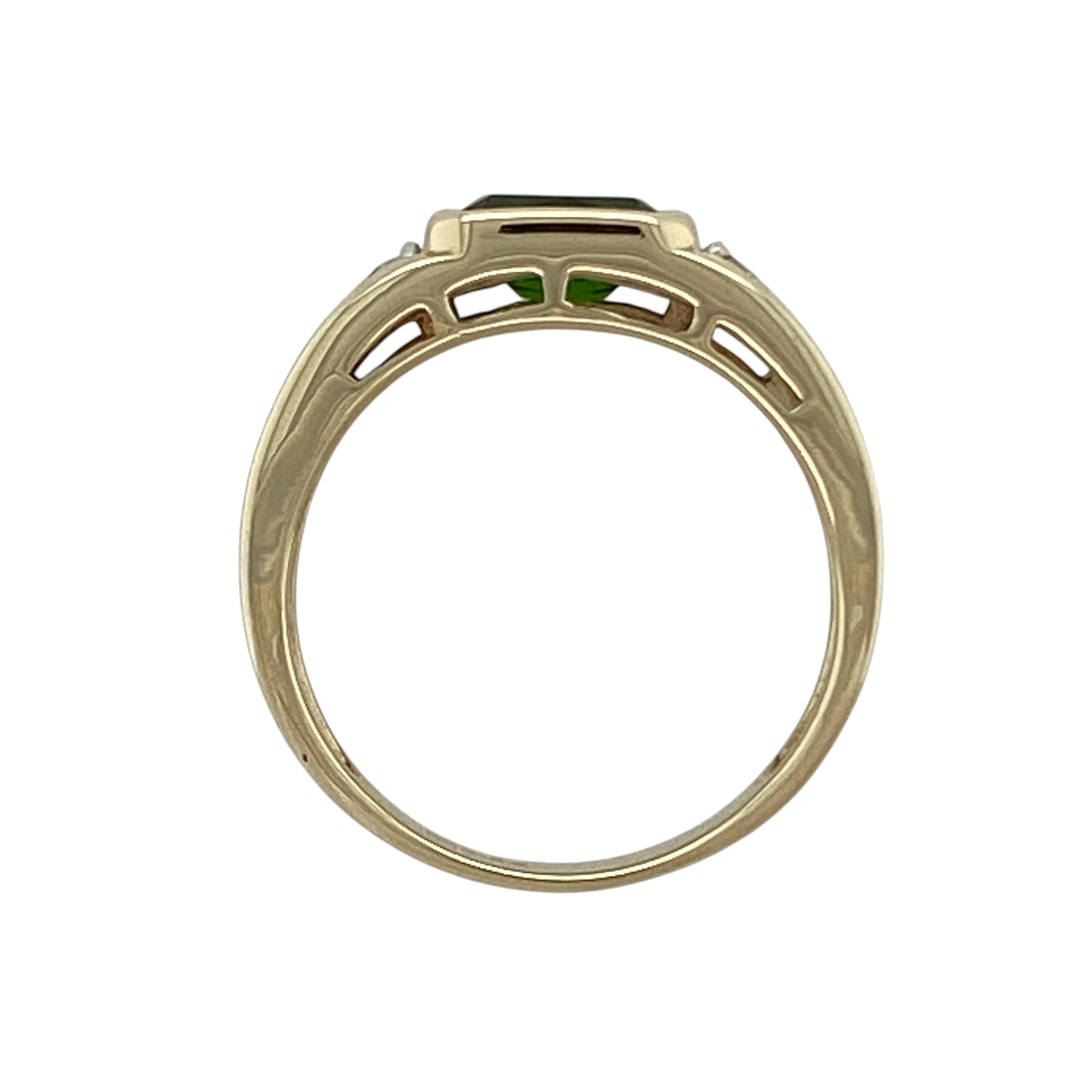9ct Gold Diamond & Chrome Diopside Ring