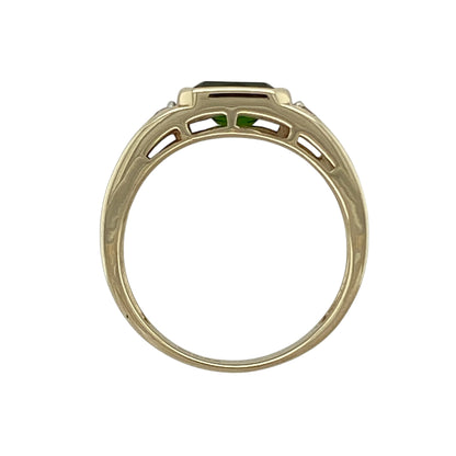 9ct Gold Diamond & Chrome Diopside Ring