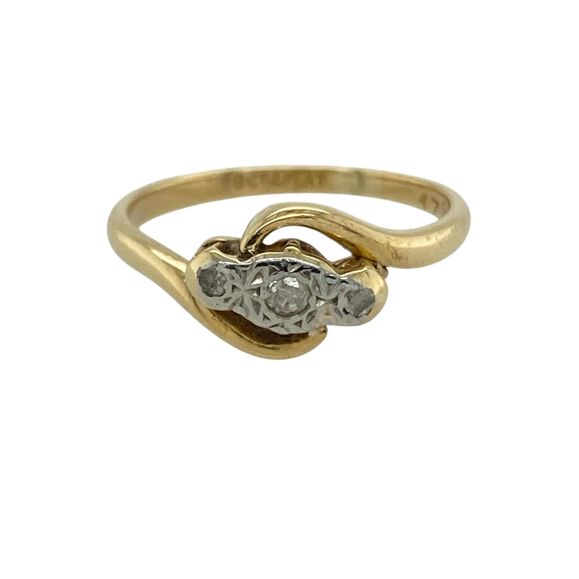 18ct Gold & Platinum Diamond Set Trilogy Twist Ring