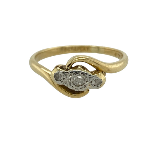 18ct Gold & Platinum Diamond Set Trilogy Twist Ring